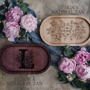 Bridesmaid gifts jewelry tray personalized wooden bridesmaid gifts custom engraved jewelry tray, floral bridesmaid jewelry tray personalized image 5