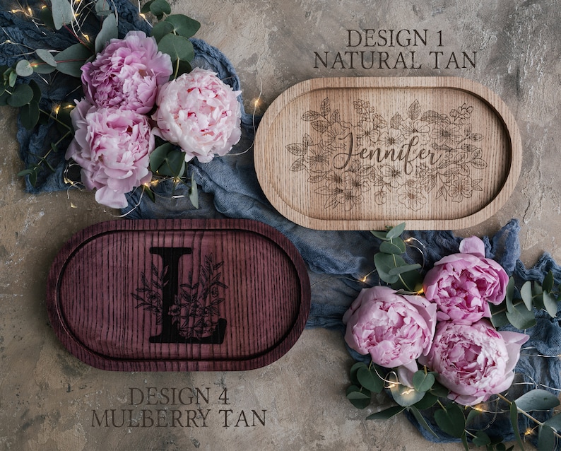 Bridesmaid gifts jewelry tray personalized wooden bridesmaid gifts custom engraved jewelry tray, floral bridesmaid jewelry tray personalized image 5