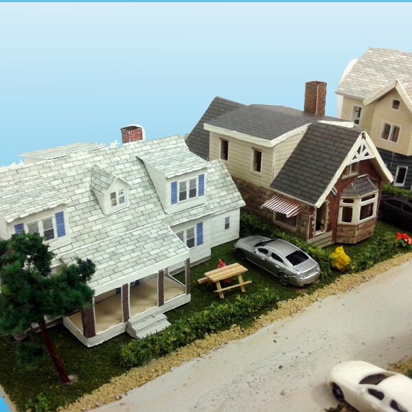 Paper House Card Stock House N Scale or Z Scale For Diorama or Model Train - Country Stlye House