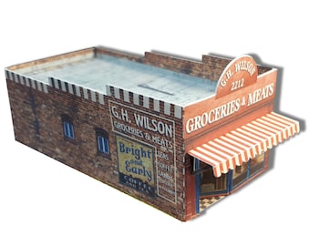 Paper Model Cardstock Model Grocery Store  N Scale or Z Scale or T Gauge For Diorama or Model Train