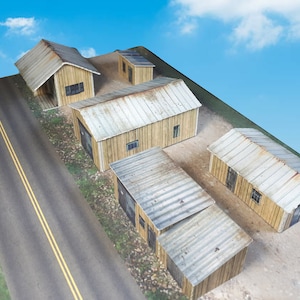 Papier pour couverture prédécoupée Bâtiment à l'échelle N ou Z, atelier, camp forestier ou minier pour modélisme ferroviaire ou diorama - Papier cartonné