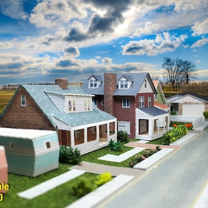 Casa de Papel Cartão Casa Escala N ou Escala Z ou T para Diorama ou Modelo de Trem Ferroviário - Cape Cod / Casa Estilo Tempo de Guerra