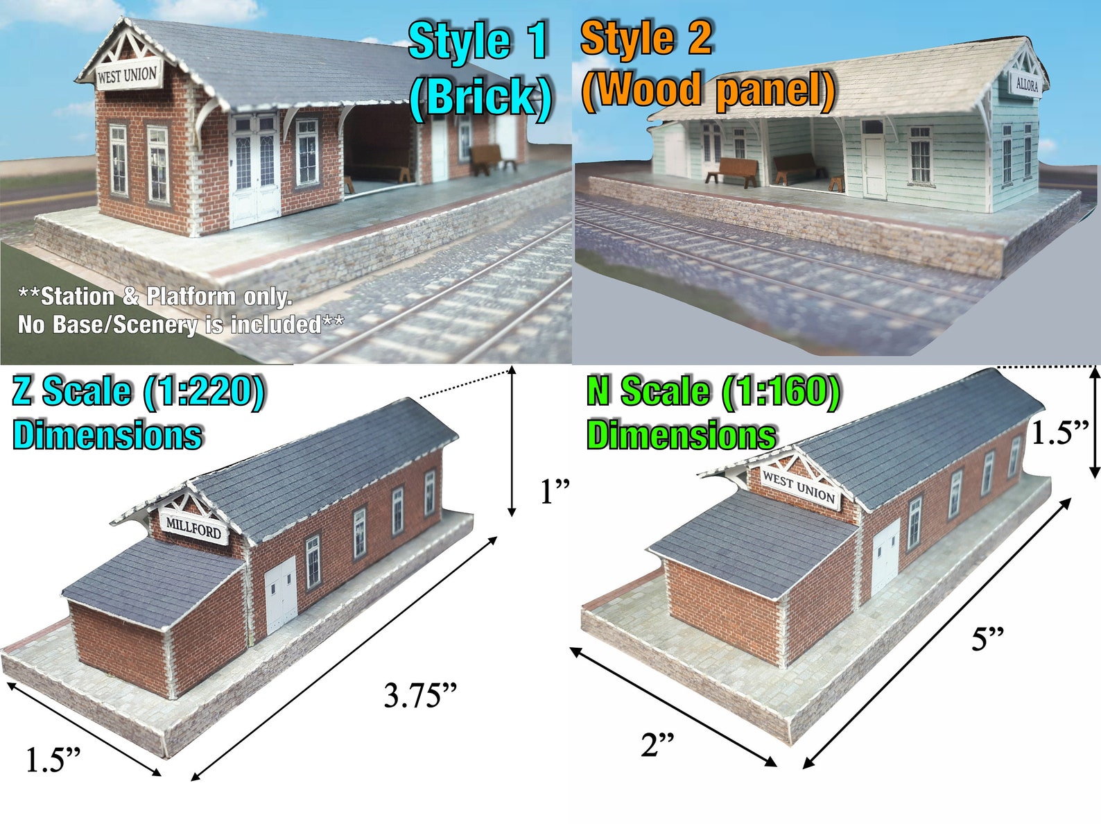 Pre Cut Paper Card Stock Building Kit N Scale or Z Scale Train Etsy