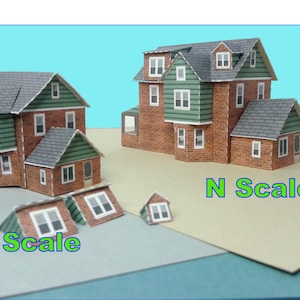Casa de papel Tarjeta Stock Casa Escala N o Escala Z para Diorama o Tren Modelo - Casa con Gabletes