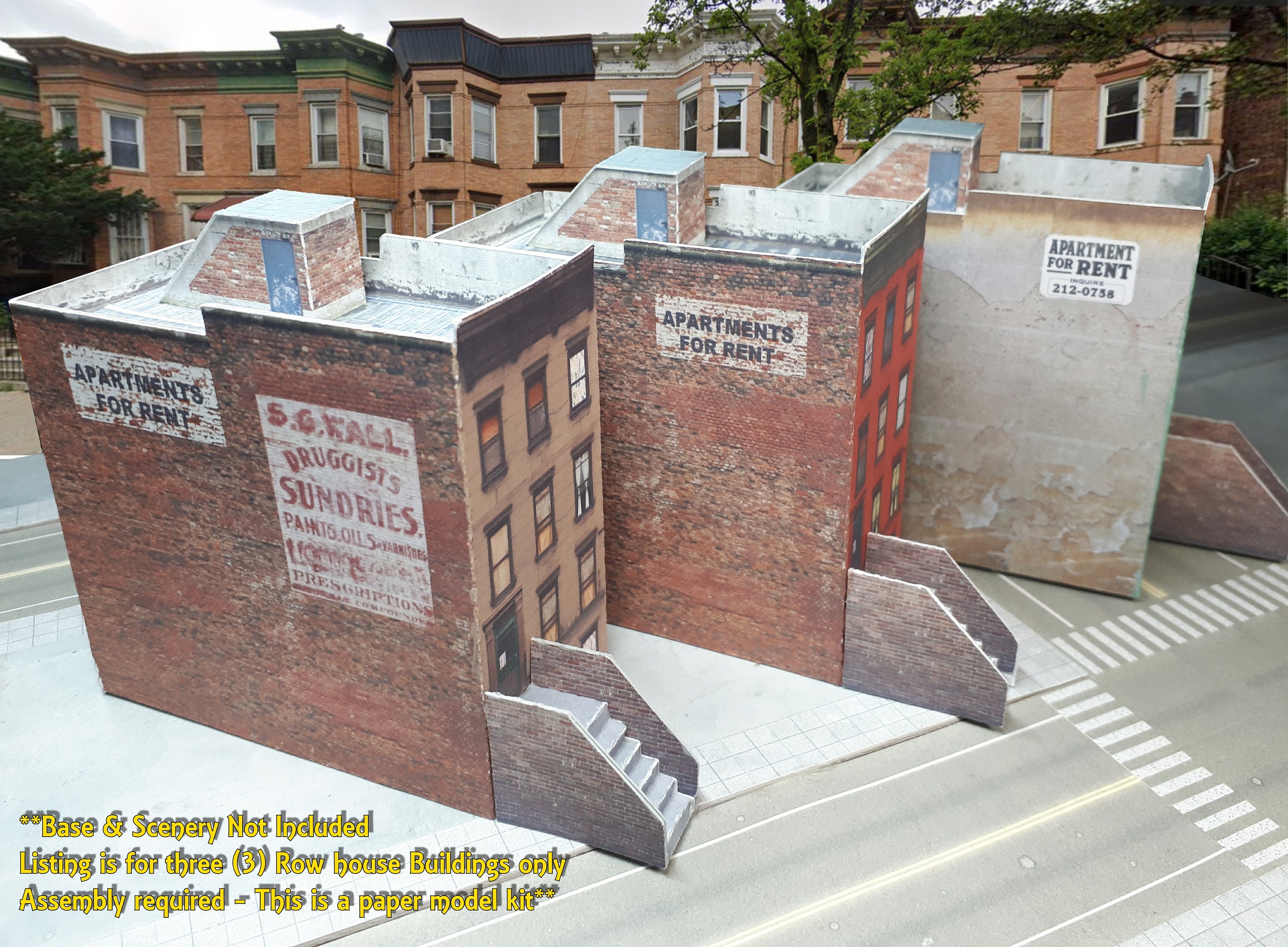 Paper Model Cardstock Row House Building Cardstock Kits N or Etsy