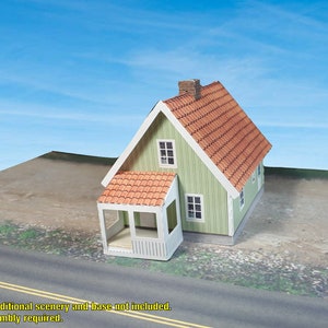 Paper Model Cardstock Model House - Swedish or Scandinavian House - N Scale or Z Scale or T Gauge for Model Railroad Railway or Diorama