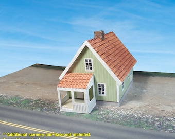 Papiermodell-Karton-Modellhaus – schwedisches oder skandinavisches Haus – N-Maßstab oder Z-Maßstab oder T-Spur für Modelleisenbahn oder Diorama