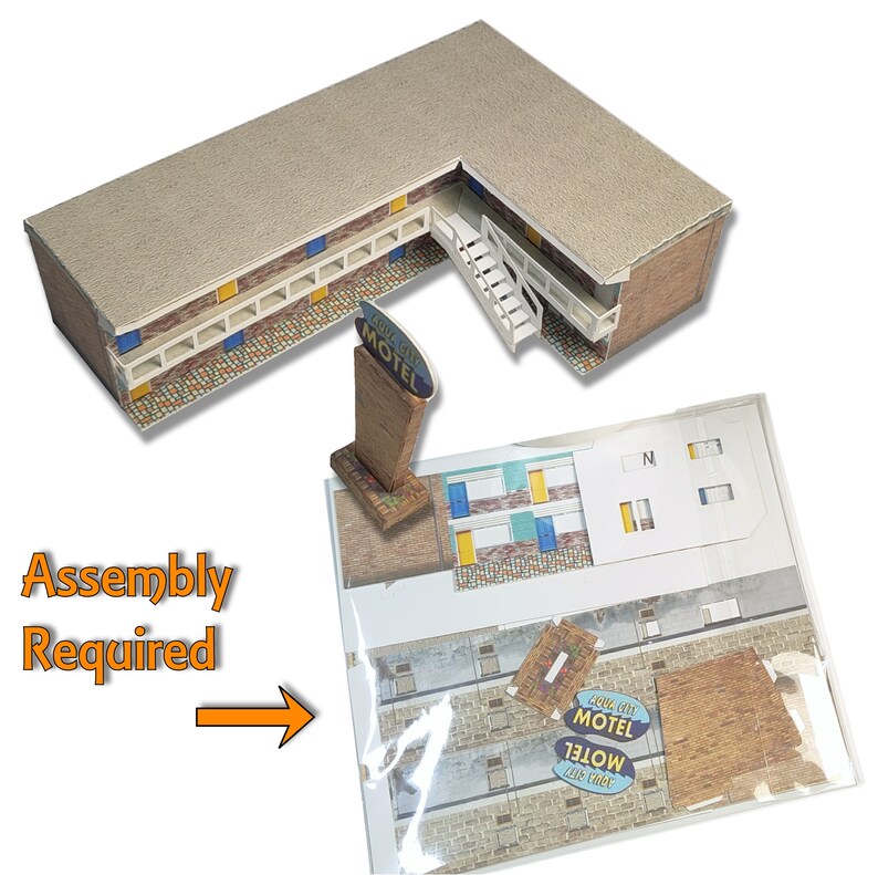 Paper Motel Project N Scale or Z Scale Cardstock Paper Model Motel Building for Model ...