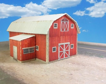 Paper Model Cardstock Model Barn N Scale or Z Scale or T Gauge For Diorama or Model Train