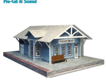 Escala N 1:160 o Escala Z 1/220 o Calibre T 1-450 Tamaño Cartulina Precortada Papercraft Kit de estación de tren para modelo de tren o Diorama