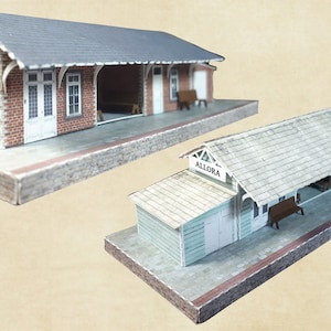 Cardstock Building Kit N Scale or Z Scale or T Gauge Train Station  for Model Railroad or Diorama - Cardstock