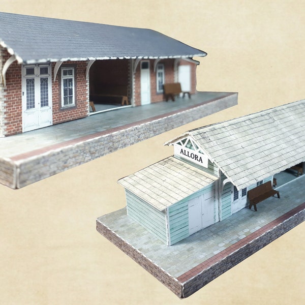 Cardstock Building Kit N Scale or Z Scale or T Gauge Train Station  for Model Railroad or Diorama - Cardstock