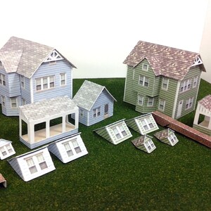 Paper House Cardstock Model House N Scale or Z Scale or T Gauge For Diorama or Model Trains and Railways Two Gabled Houses image 4