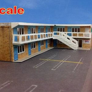 Modelo de papel de cartulina precortada Motel - Escala N o Z para maquetas de trenes o dioramas (MODELO DE PAPEL)