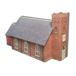 Maquette en papier pour petite église de campagne, construction de cartes postales, échelle N 1:160 ou échelle Z 1/220 pour diorama ou train miniature