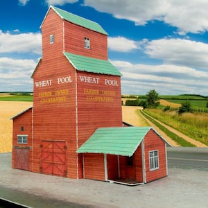 Voorgesneden papieren model Cardstock-model Graanlift N-schaal of Z-schaal of T-meter voor diorama of modeltreinspoorweg