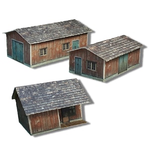 Kits de papier cartonné pour remises en papier patinées - Créations en papier pour trains miniatures ou diorama à l'échelle N/Z - Modèles de chemin de fer