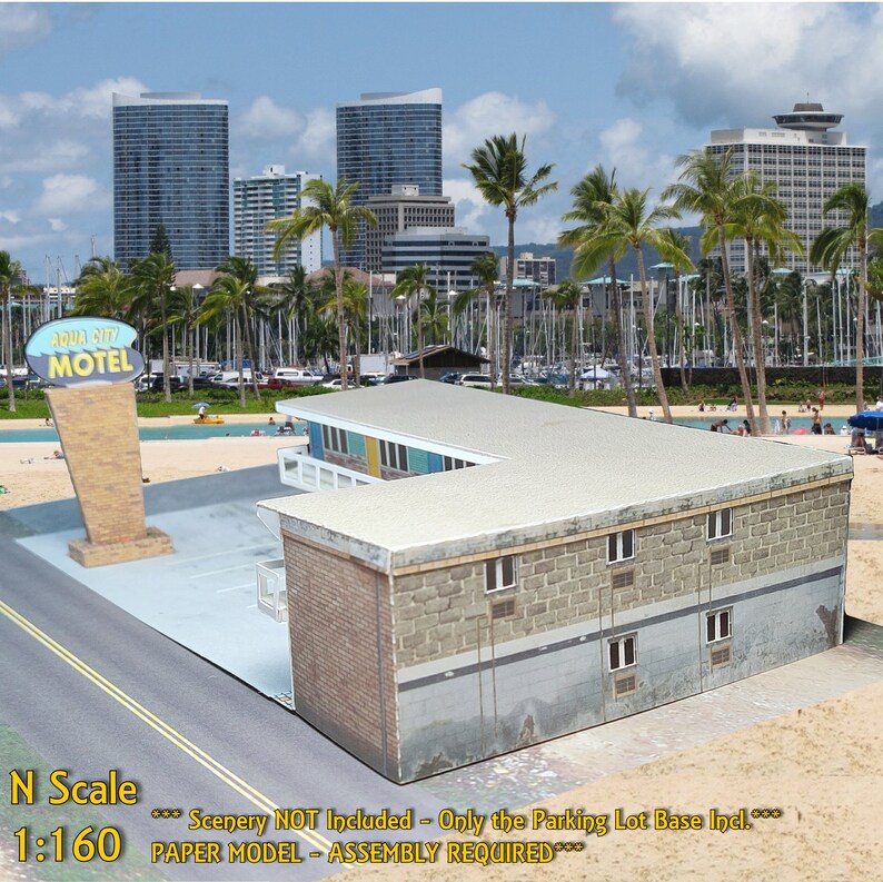 Paper Motel Project N Scale or Z Scale Cardstock Paper Model Motel Building for Model ...