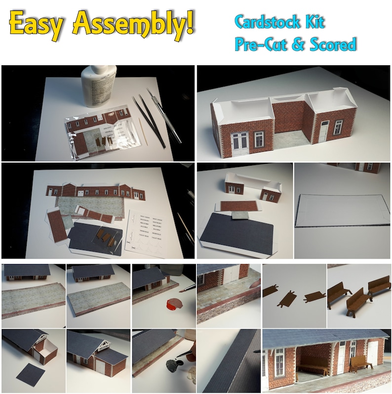 Cardstock Building Kit N Scale or Z Scale or T Gauge Train Station for ...