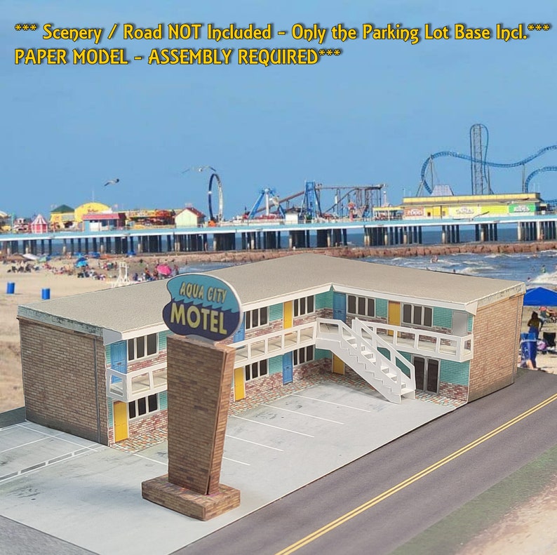 N Scale or Z Scale Cardstock Paper Model Motel Building for Etsy