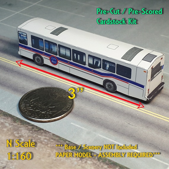 Miniature Paper Model Vehicle - City Bus - Paper Craft Kit