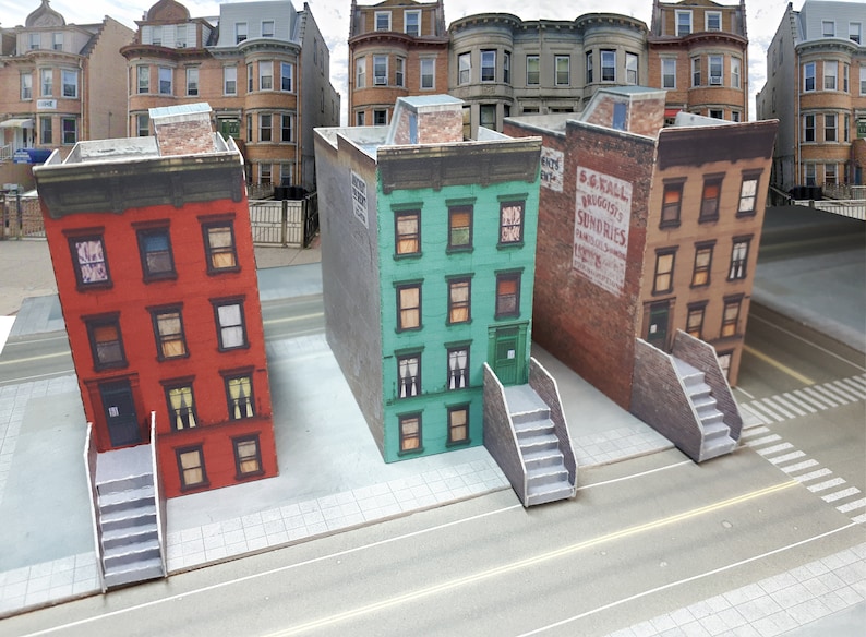 Paper Model Cardstock Row House Building Cardstock kits N or Etsy