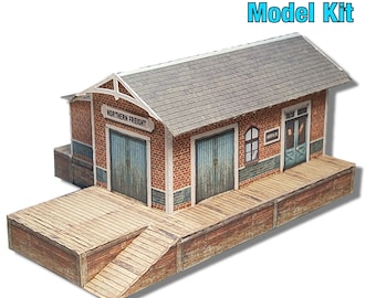 Depósito de carga de trenes a escala N o Z para maquetas de trenes o dioramas - Kit de papel y cartulina