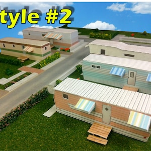Papieren model Stacaravan Trailer Park Homes Cardstock Kits - Modeltreinen of Diorama N 1-160 Z Schaal 1-220 en T Spoor 1-450