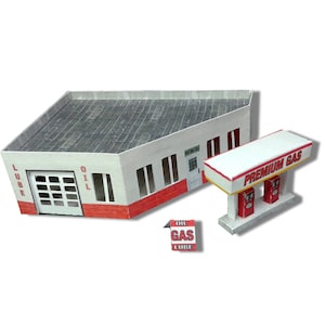Kit de modelo precortado de cartulina modelo de papel-gasolinera/garaje escala N 1/160 o escala Z 1/220 para modelo de tren o Diorama