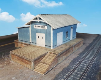 Kit de cartulina precortada para construcción de modelos de papel de depósito de carga: manualidades de papel para maquetas de trenes, ferrocarriles o dioramas en escala N, escala Z, calibre T