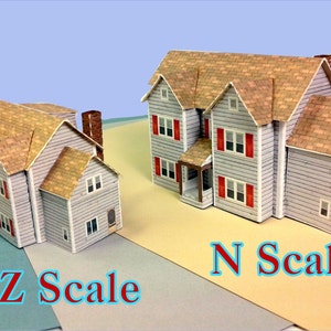 Customizable Paper House Card Stock House N Scale or Z Scale For Diorama or Model Train - Gabled House