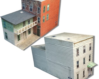 Paper Model Cardstock Model "Harrisburgh Flats" apartments  N Scale Building or Z Scale For Diorama or Model Train