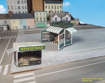 Paper Model Cardstock Building Newsstand Pre-Cut Cardstock Kit Set - N or Z scale for Diorama or Model Train