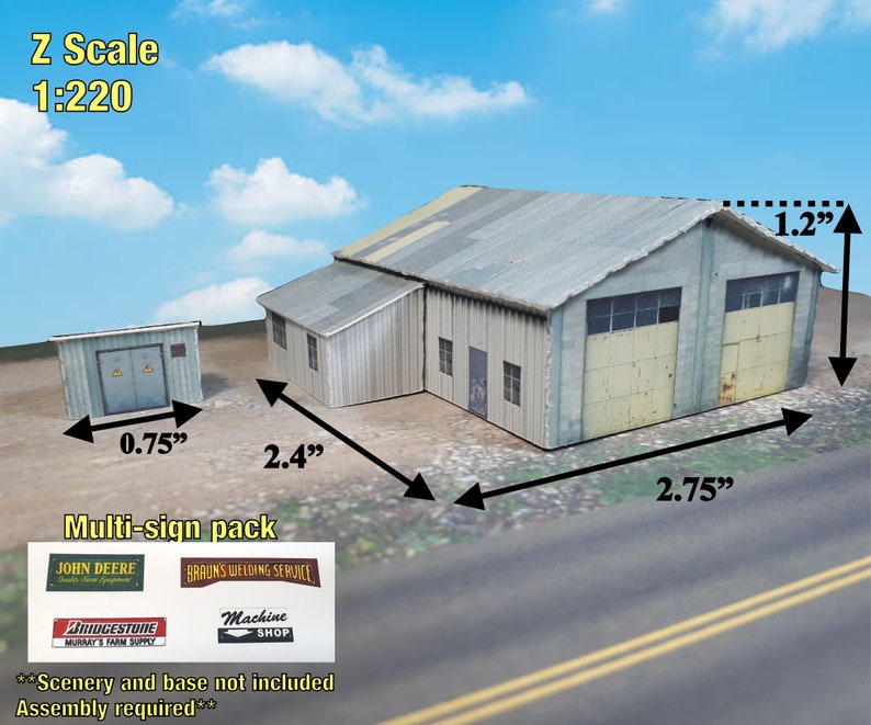 N Scale 1/160 or Z Scale 1/220 or T Gauge 1/450 Model Train Building ...