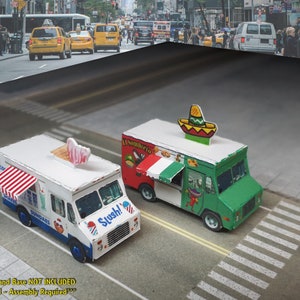 N Scale 1/160 and Z Scale 1/220 Food Trucks - **Pre-Cut** CARDSTOCK (PAPER MODEL) Kit