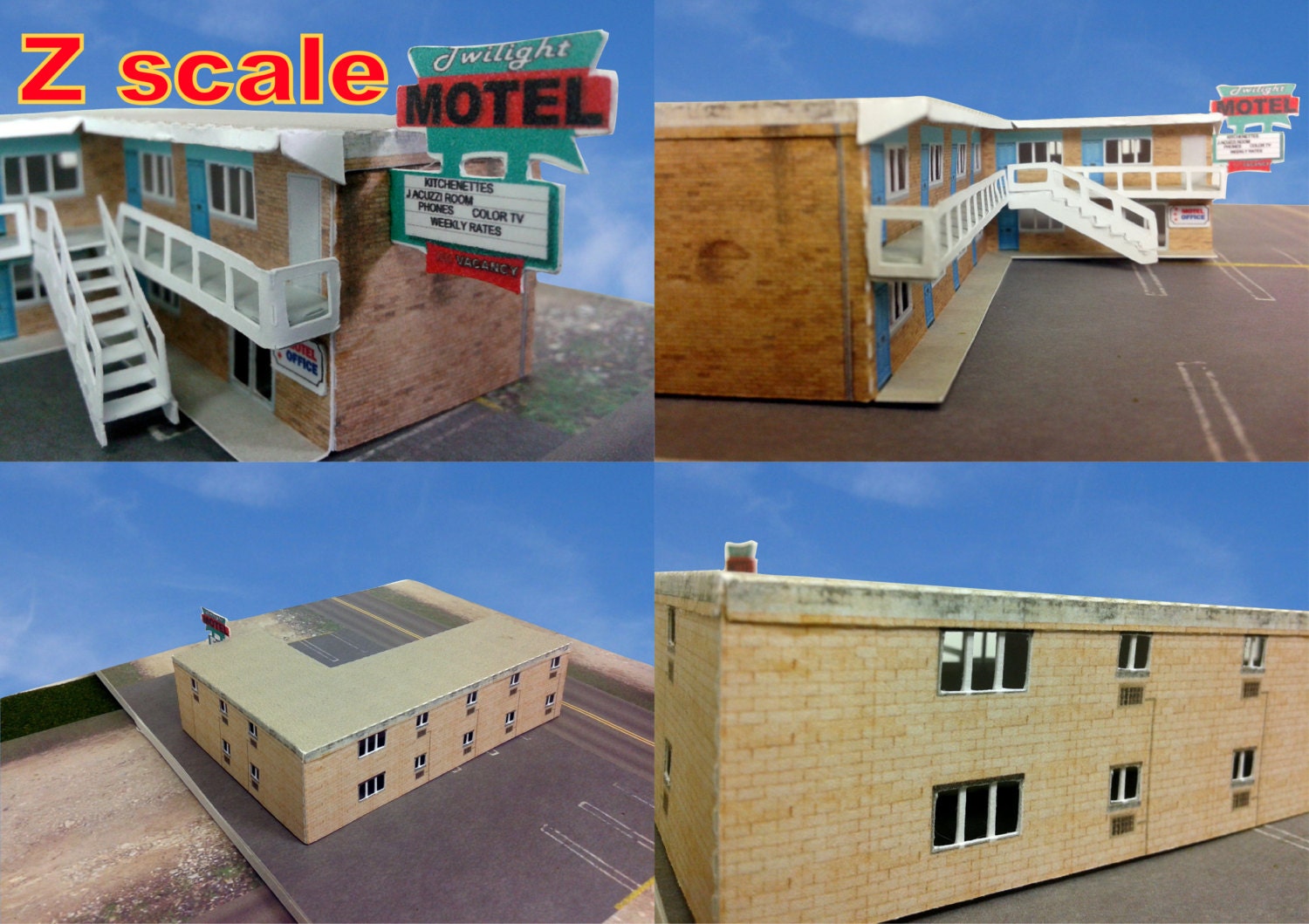 Paper Motel Project Pre Cut Cardstock Paper Model Motel - N Scale or Z Scale for Model ...