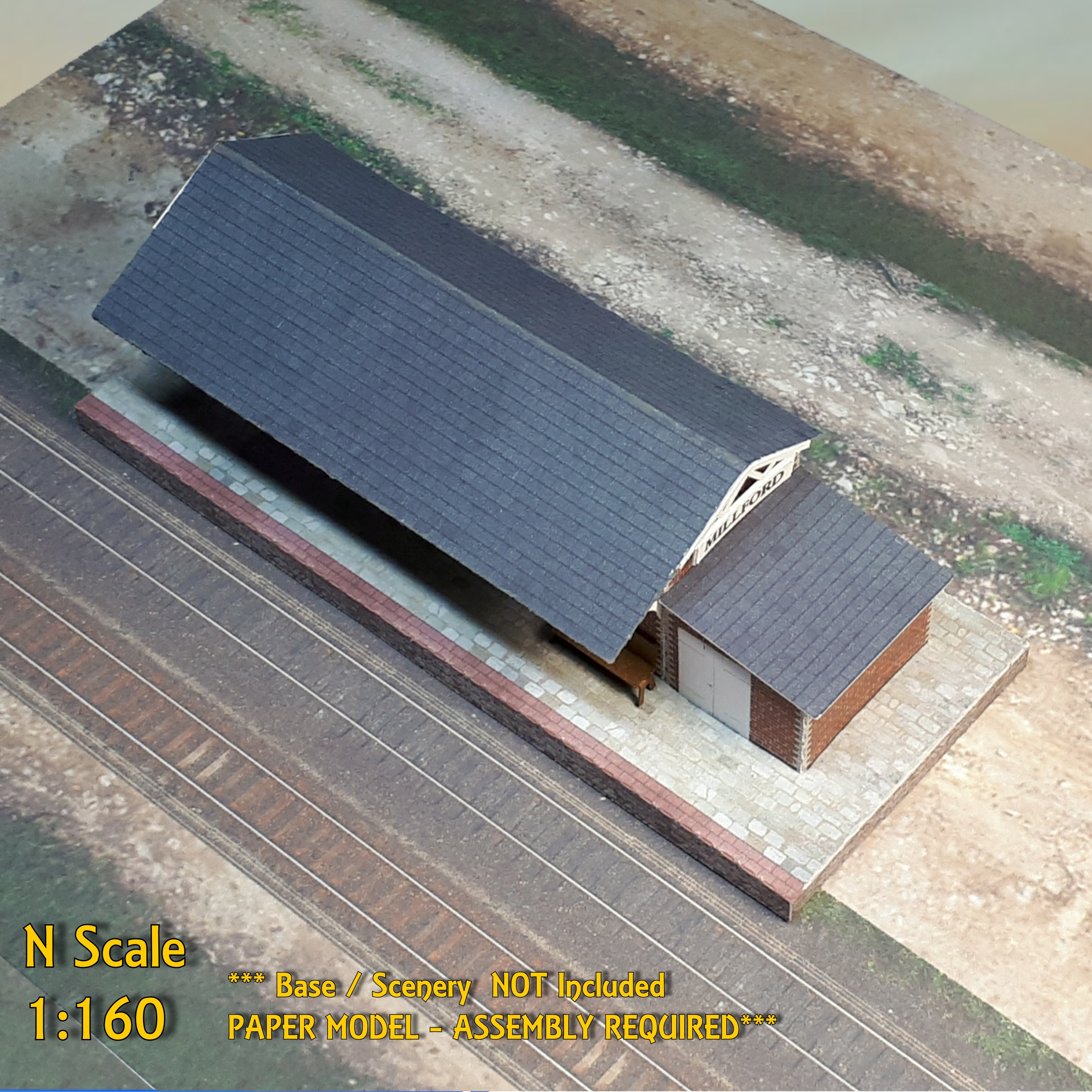 Cardstock Building Kit N Scale or Z Scale or T Gauge Train