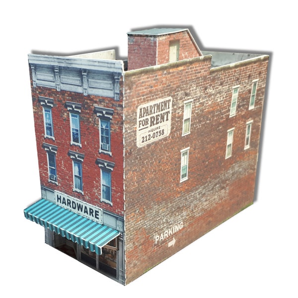 Maquette en papier Carton Modèle Downtown Shop & Apartments N Scale ou Z Scale ou T Gauge Pour Diorama ou Model Train DTS3