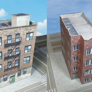 Modèle en papier cartonné pour bâtiment, style Chicago ou Brooklyn, appartement, kit de kit de papier cartonné prédécoupé pour appartement - Jauge N, Z ou T pour diorama ou train miniature