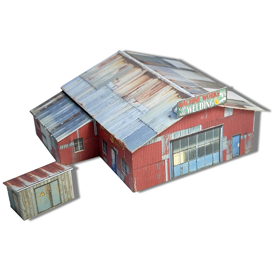 N Scale 1/160 or Z Scale 1/220 Model Train Shed Building Welding Shop