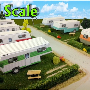 Papieren model Stacaravan Trailer Park Camper Homes Cardstock Kits - Papiermodellen voor modeltreinen of Diorama N/Z schaal of T-meter