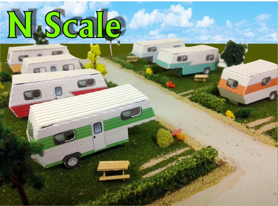 Paper Model Mobile Home Trailer Park Camper Homes Card Stock Etsy