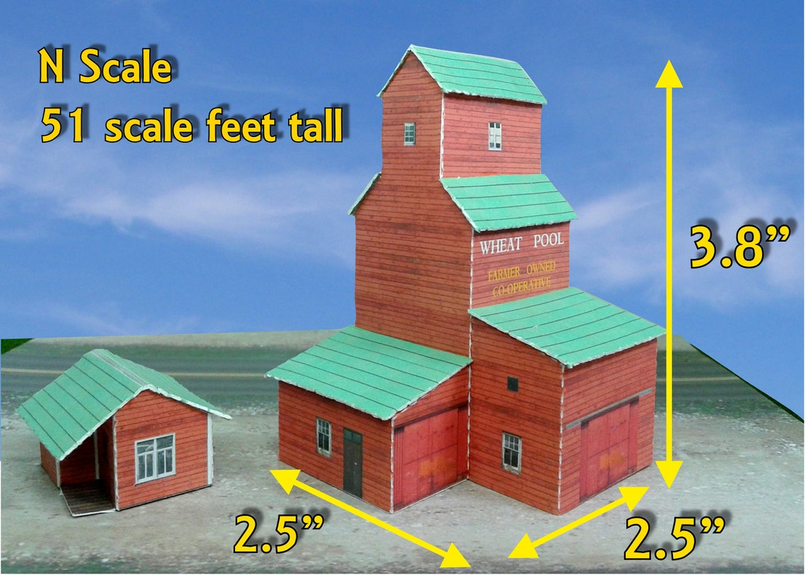pre-cut-paper-model-cardstock-model-grain-elevator-n-scale-or-etsy-canada