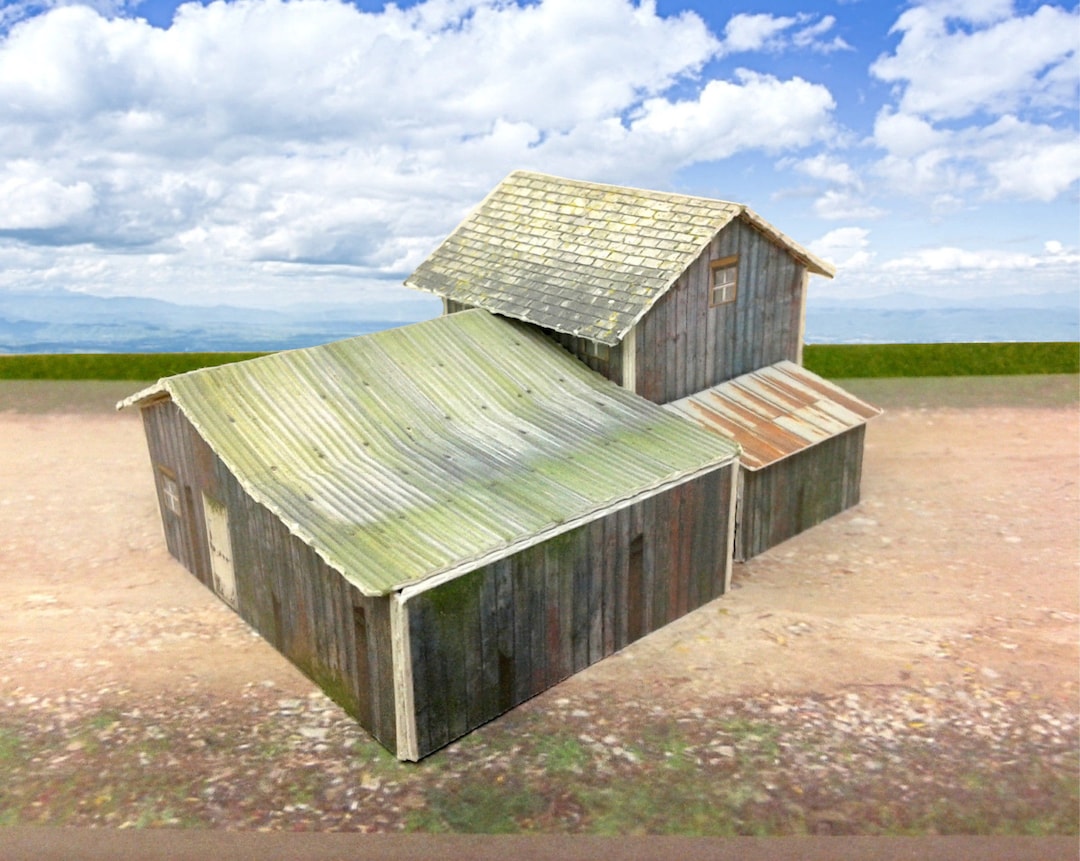 Paper Model Card Stock Model Weathered / Abondoned Homestead or Depot N Scale or Z Scale for