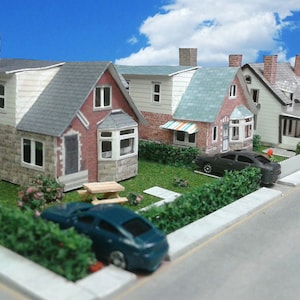 N Scale 1-160 House or Z Scale 1-220  or T Gauge 1:450 Cardstock Model Houses - For Diorama or Model Railroad Train Layout