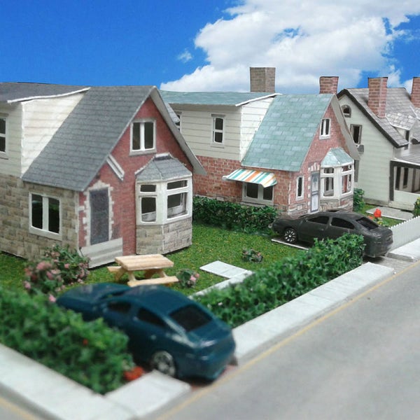 N Schaal 1-160 Huis of Z Schaal 1-220 of T Spoor 1:450 Cardstock Model Huizen - Voor Diorama of Model Railroad Trein Lay-out