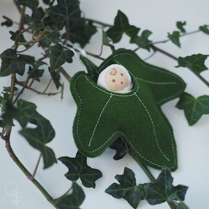 Tiny baby fairy in an ivy leaf, Ivy leaves, Woodland fairy, waldorf doll