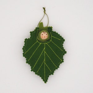 A tiny baby doll in a Hazel leaf, cobnut, hazelnuts, Waldorf image 3