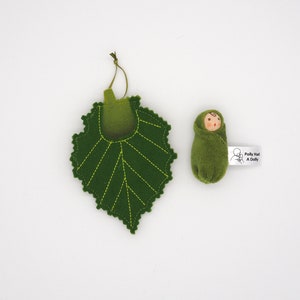 A tiny baby doll in a Hazel leaf, cobnut, hazelnuts, Waldorf image 5