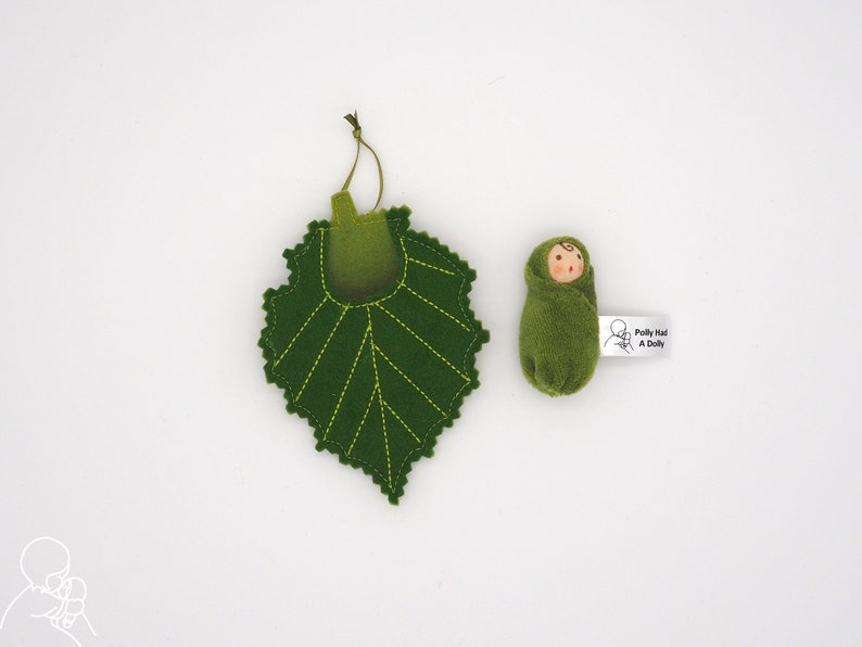 A tiny baby doll in a Hazel leaf, cobnut, hazelnuts, Waldorf image 5